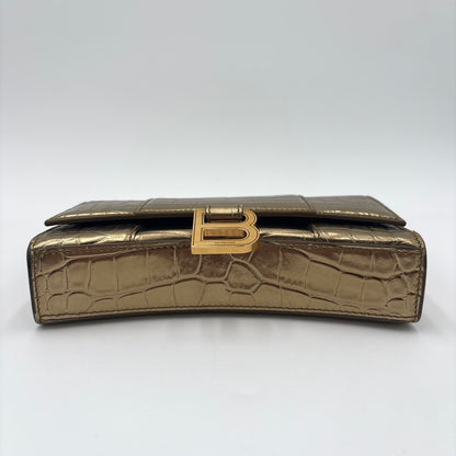 Balenciaga Gold Croc Small Hourglass  Bag