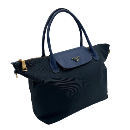 Prada Tessuto Saffiano Tote-Blue