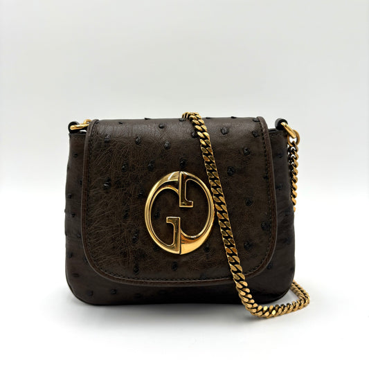 Gucci Small 1973 Ostrich Crossbody Bag