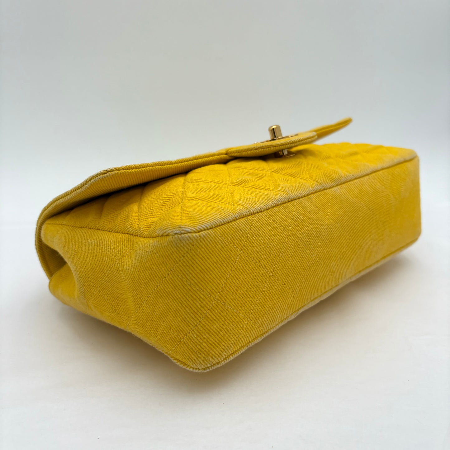 1991-1994 Chanel Medium Single Flap Yellow Denim