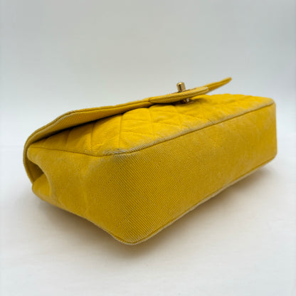 1991-1994 Chanel Medium Single Flap Yellow Denim