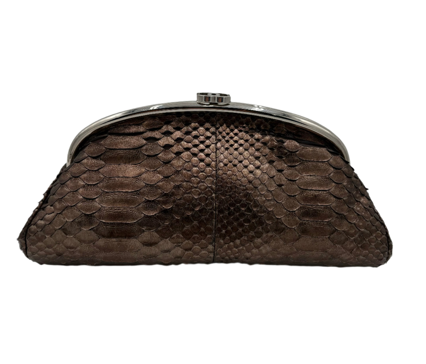Chanel Bronze Metallic Python Timeless Clutch
