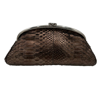 Chanel Bronze Metallic Python Timeless Clutch