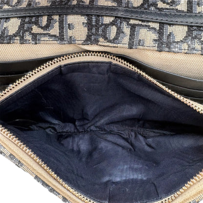 Saddle Pouch with Chain Blue Dior Oblique Jacquard