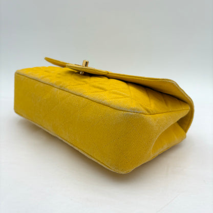 1991-1994 Chanel Medium Single Flap Yellow Denim