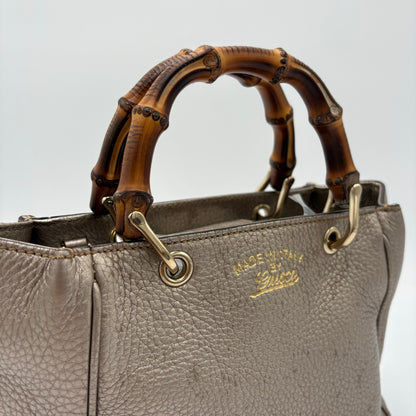 Vintage Metallic Gucci Bamboo Shopper Tote
