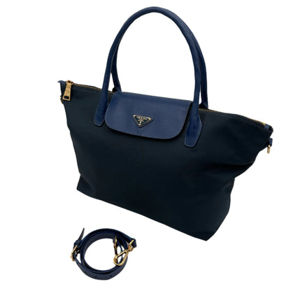 Prada Tessuto Saffiano Tote-Blue