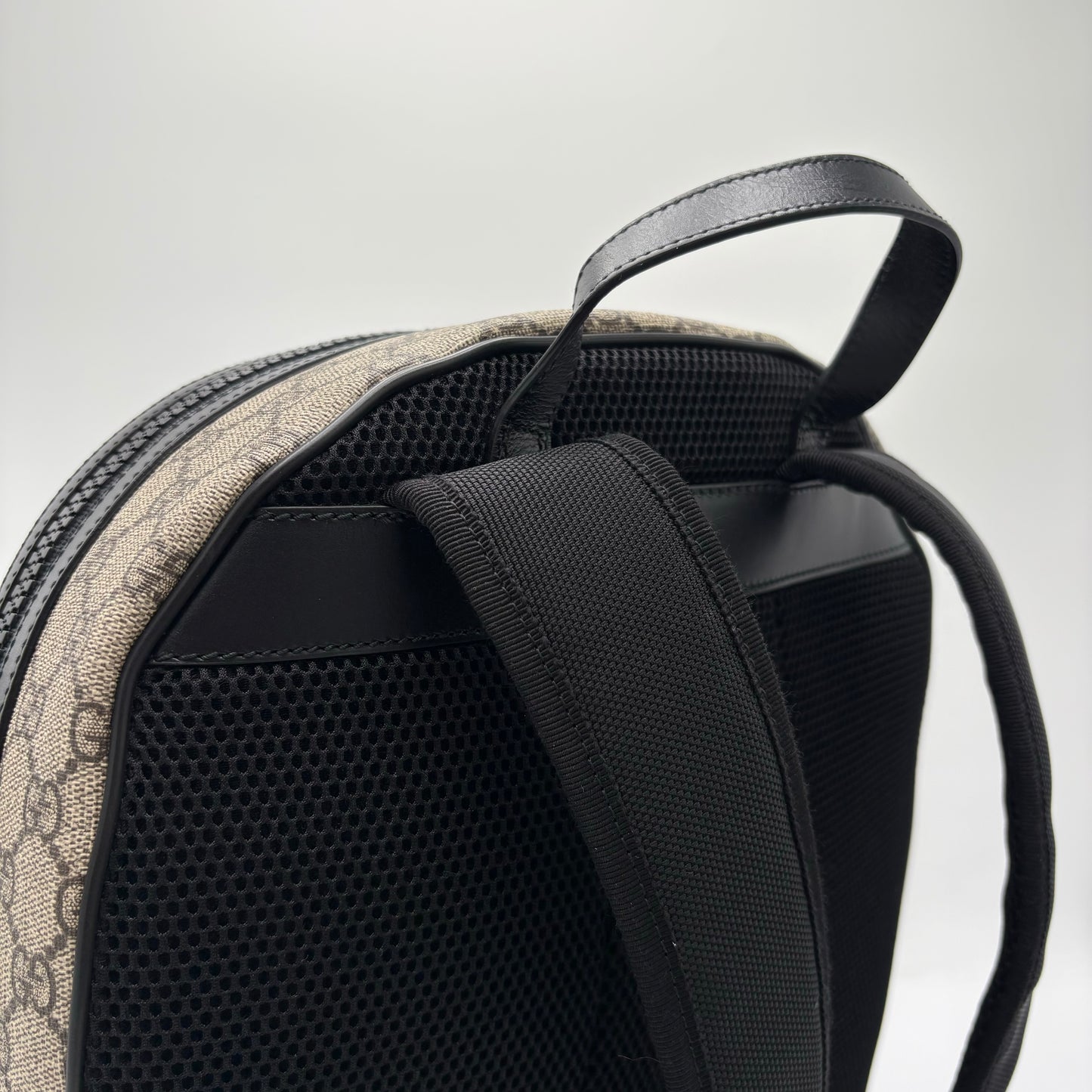Gucci Monogram Black Leather Backpack
