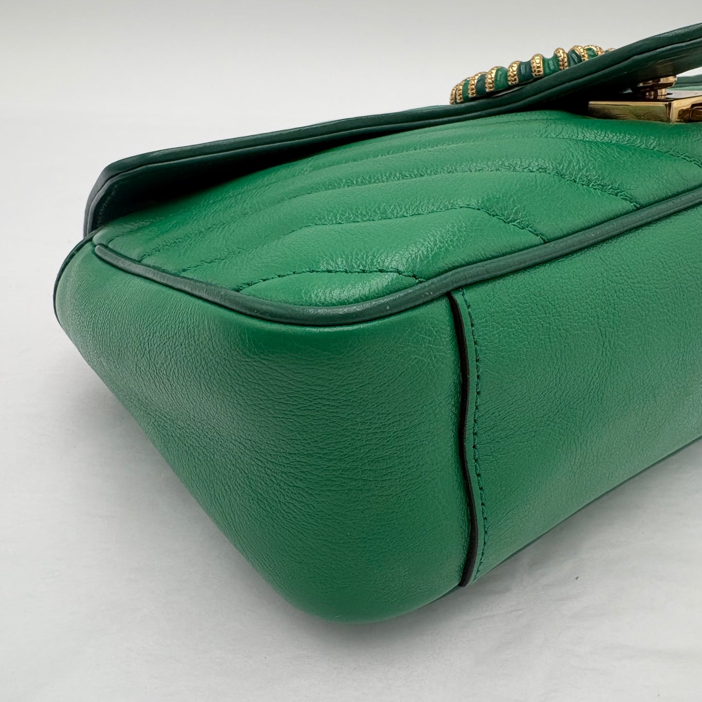 Gucci Diagonal Quilted Enamel Flap