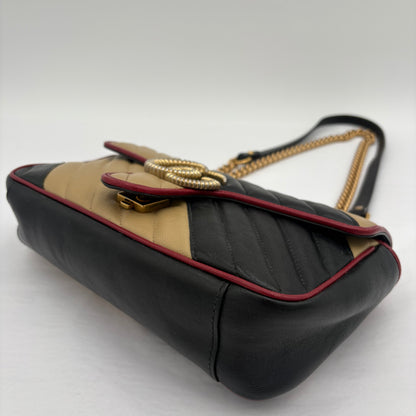Gucci Marmont Flap Tricolor Diagonal Quilted Leather Bag