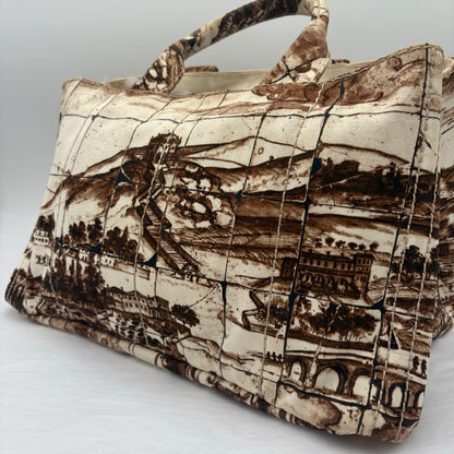 2010 Prada Brown/Tan Printed Canvas Tote