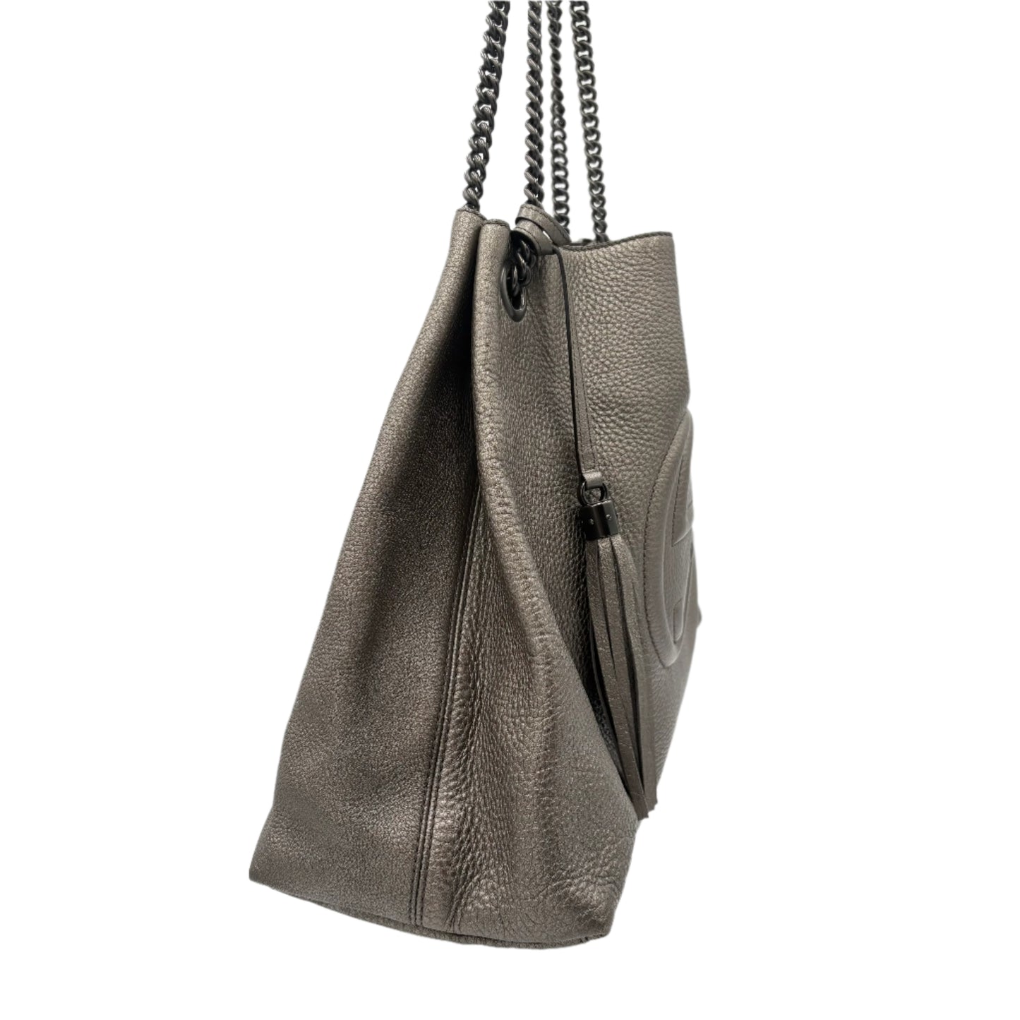Gucci Soho Medium Leather Tote-Pewter
