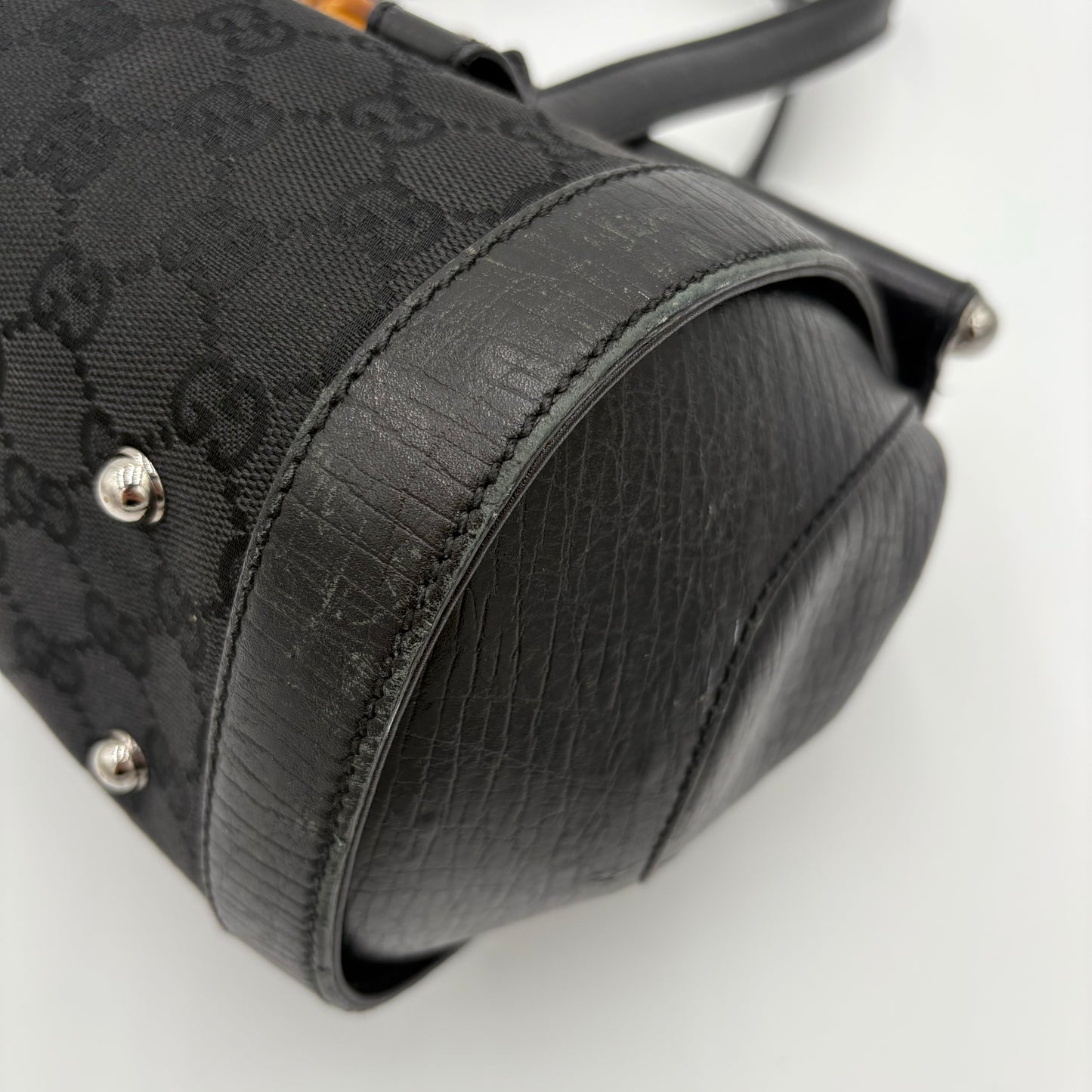 Gucci GG Bamboo Leather/Canvas Bullet Bag