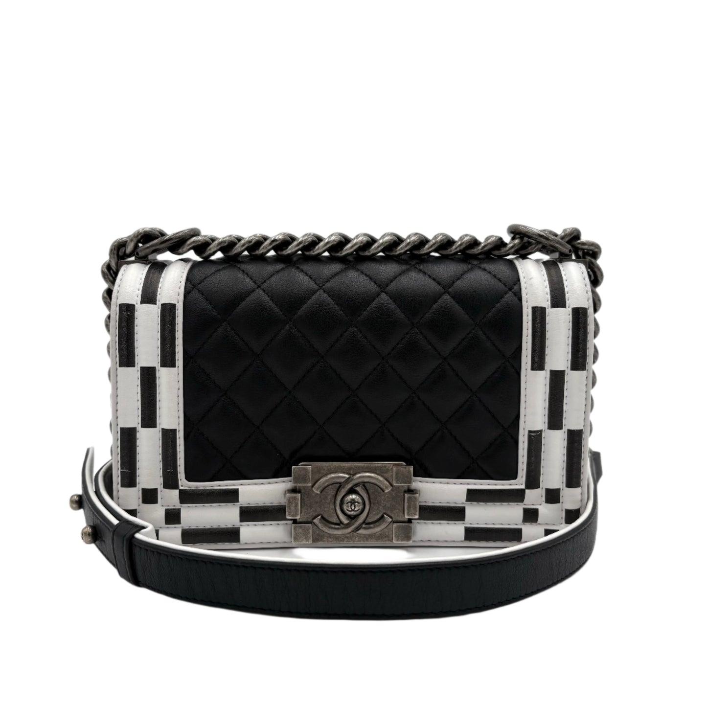 2014 Chanel Calfskin Checkerboard Boy Flap Bag