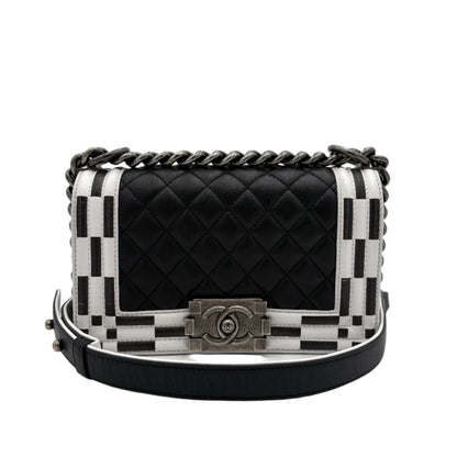 2014 Chanel Calfskin Checkerboard Boy Flap Bag