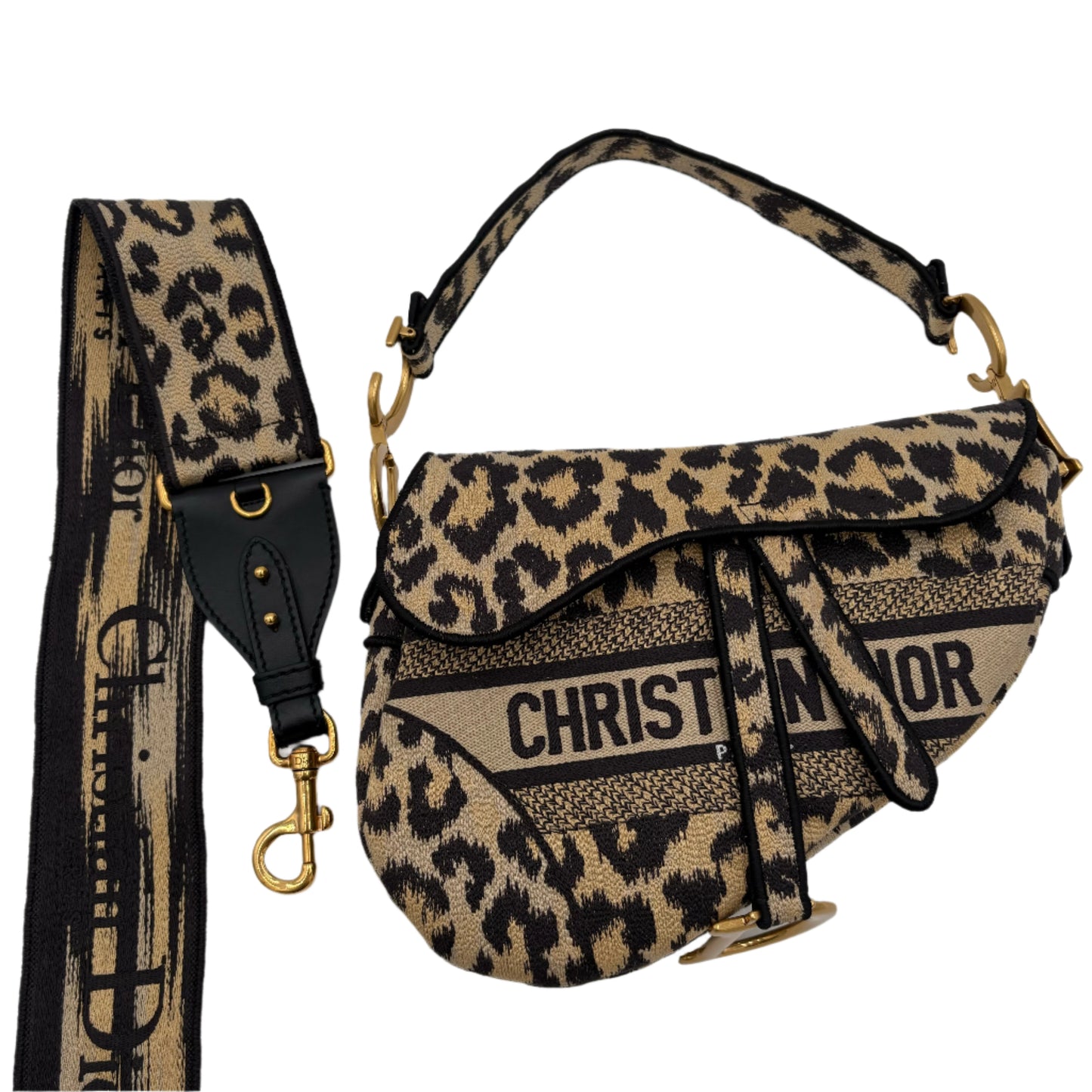 Christian Dior Beige Multicolor Mizza Embroidery Saddle Bag