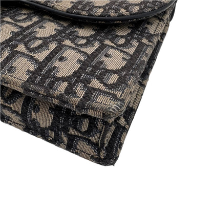 Saddle Pouch with Chain Blue Dior Oblique Jacquard