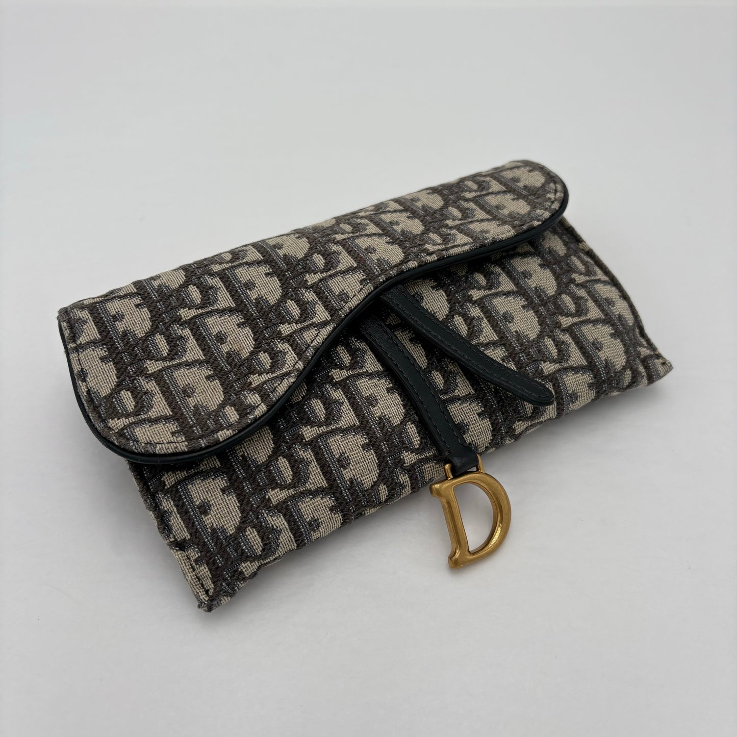 Christian Dior Saddle Pouch with Chain Blue Oblique Jacquard