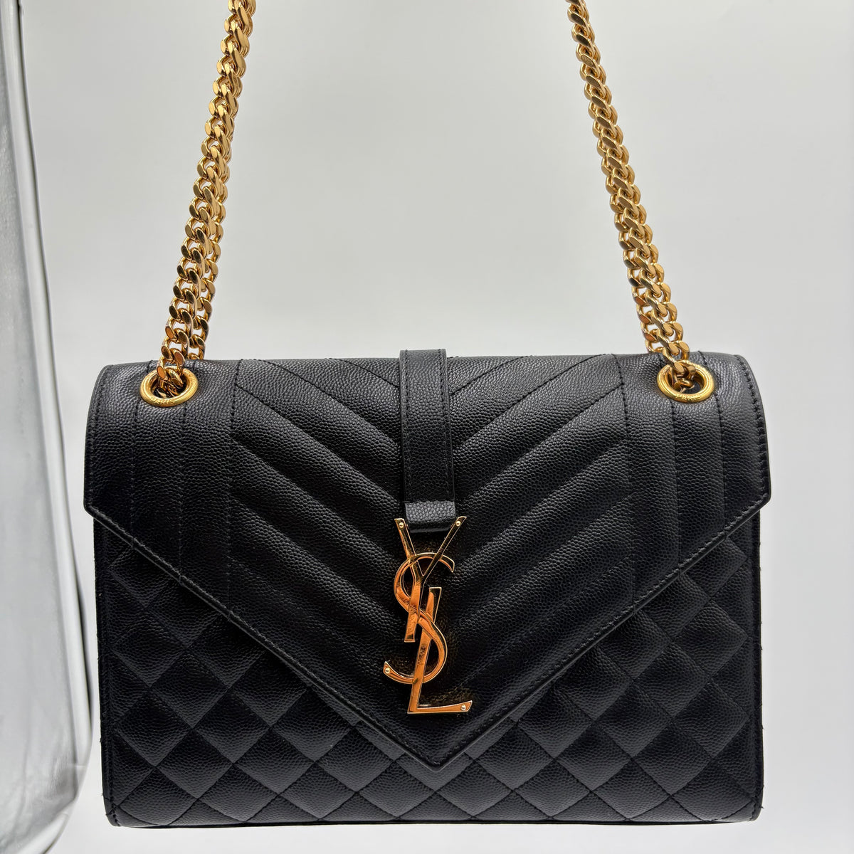 YSL Saint Laurent Quilted Triquilt Envelope Purse