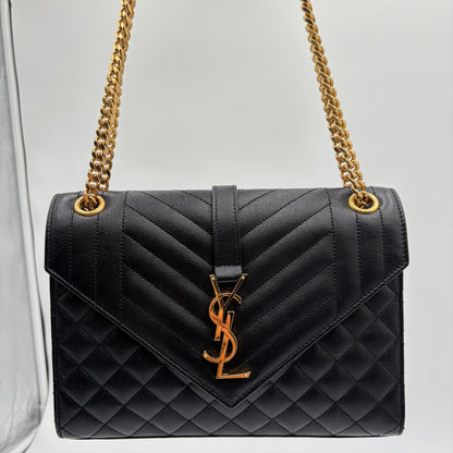 YSL Saint Laurent Quilted Triquilt Envelope Purse