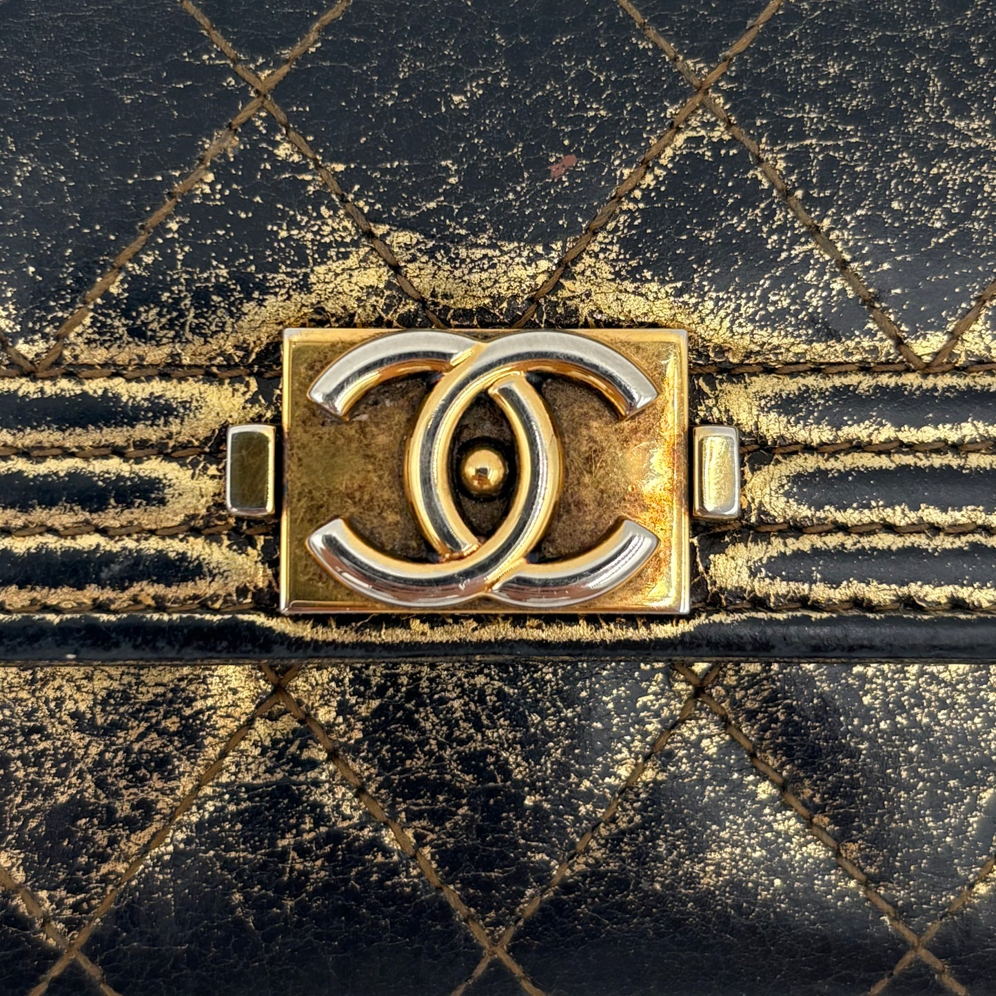 MIB Chanel Gold Distressed Boy Wallet