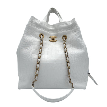 2019 Chanel Crocodile Embossed Large Tote: White