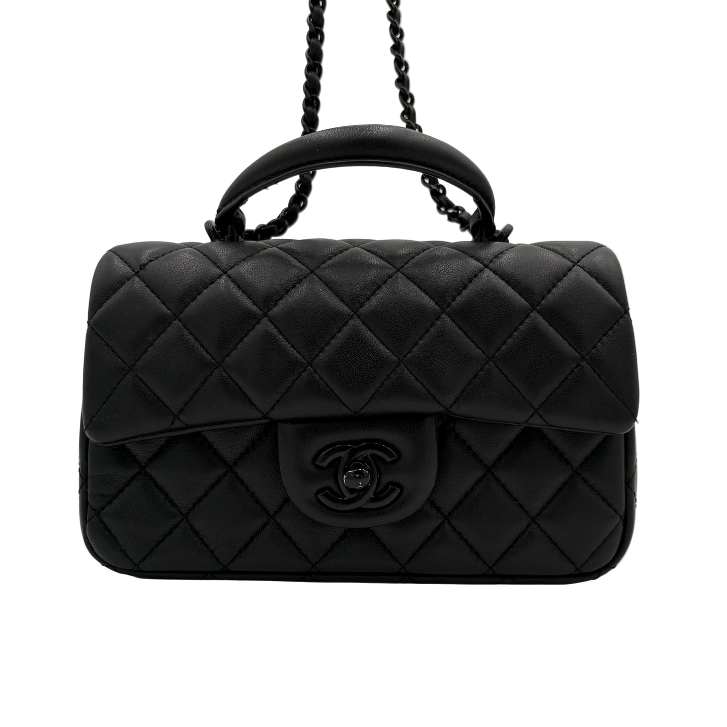 Chipped Chanel Top Handle Mini Flap Bag