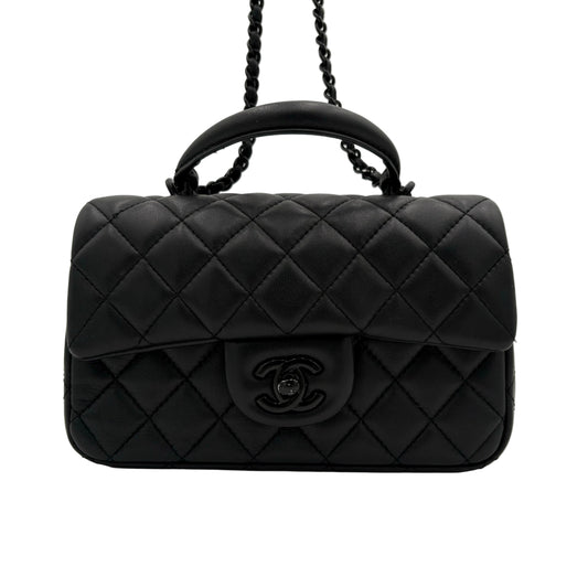 Chipped Chanel Top Handle Mini Flap Bag