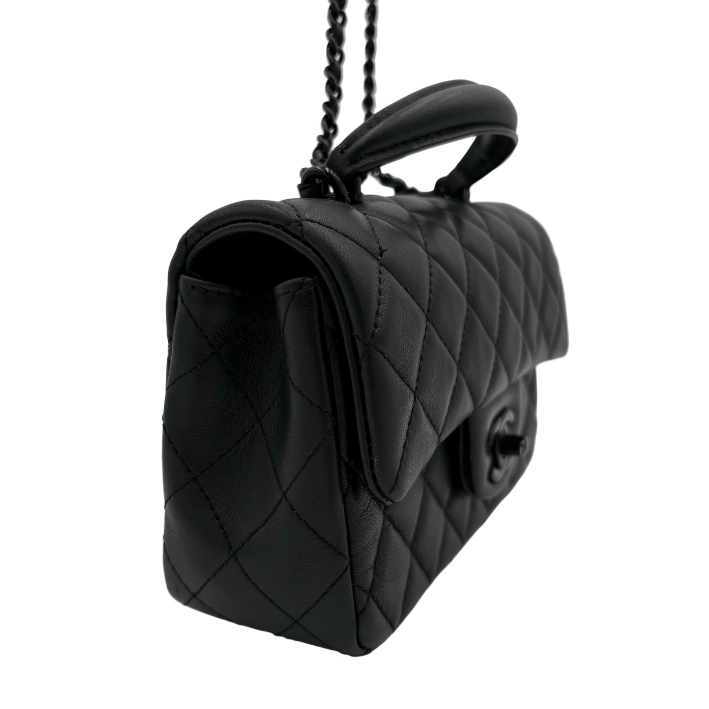 Chipped Chanel Top Handle Mini Flap Bag