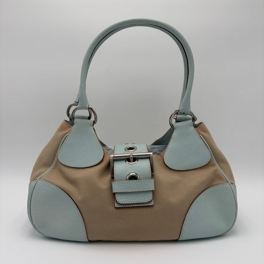 Y2K Prada Leather/Canvas Moon Shoulder Bag