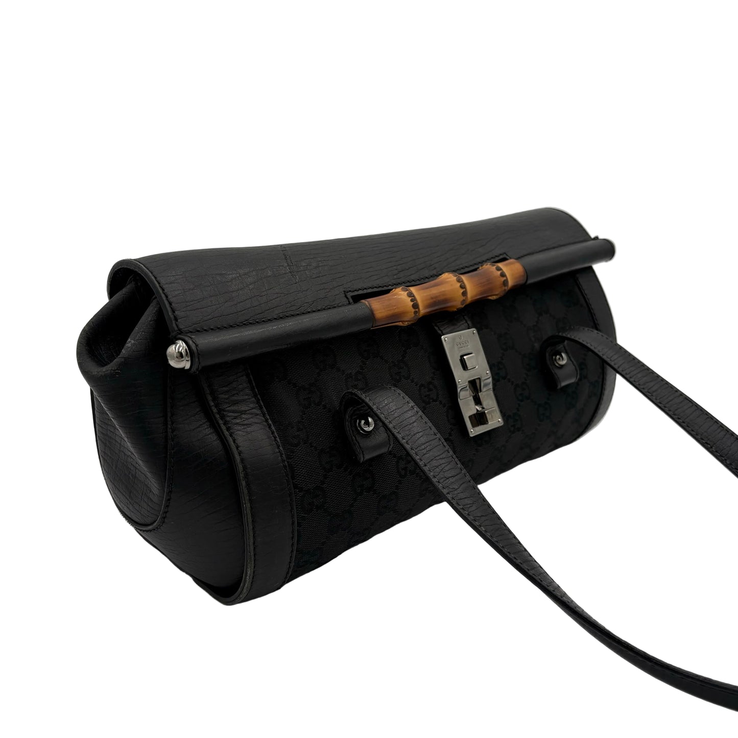 Gucci GG Bamboo Leather/Canvas Bullet Bag