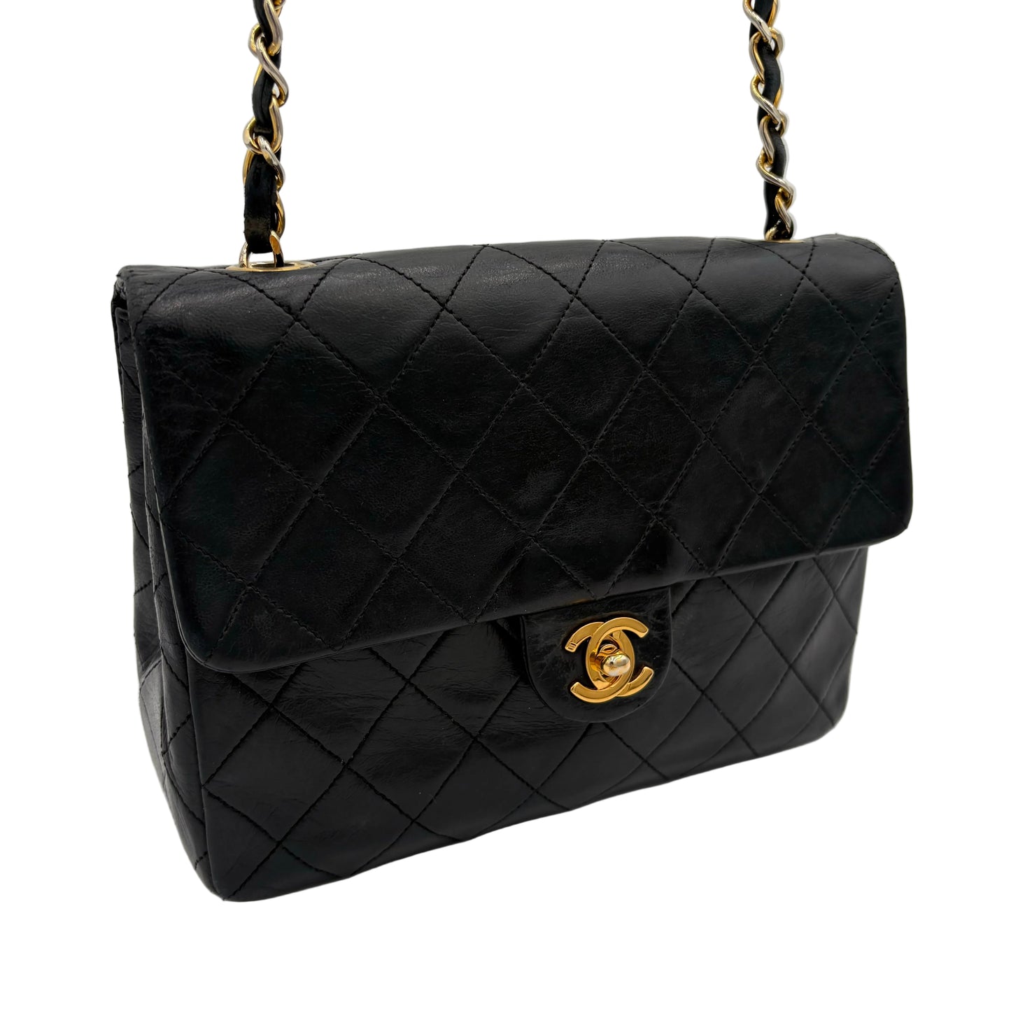 89-91 Single Flap Chanel Bag-Black Lambskin
