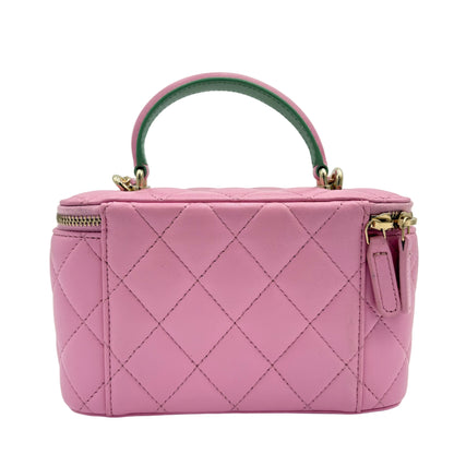 Chanel Tiny CC Link Quilted Top Handle Vanity Case
