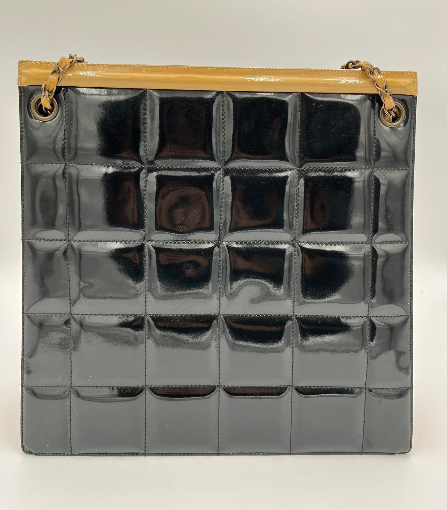 Vintage Chanel Patent Lrg Tote-Beige/Blk