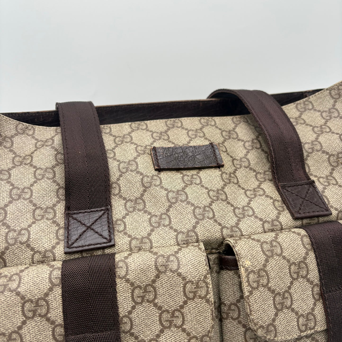 Gucci Double Pocket Canvas Tote