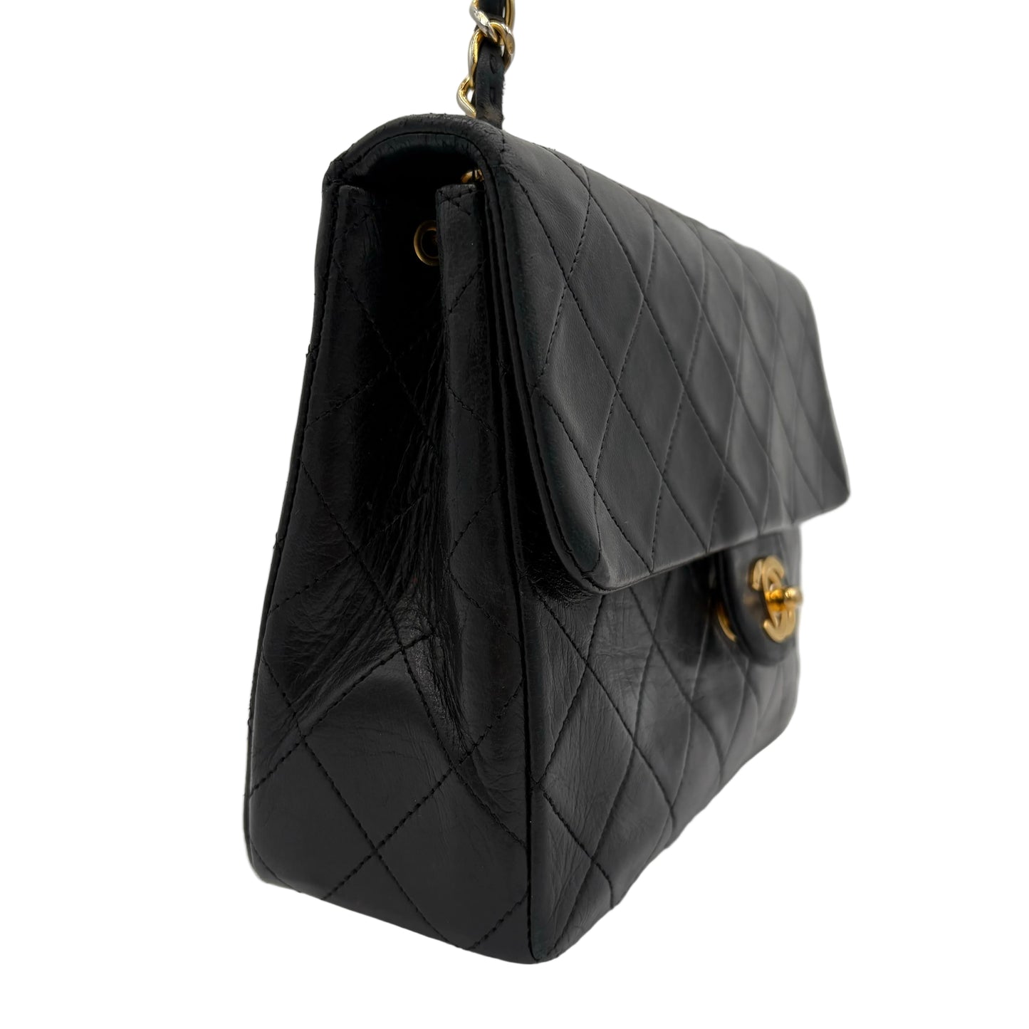 89-91 Single Flap Chanel Bag-Black Lambskin