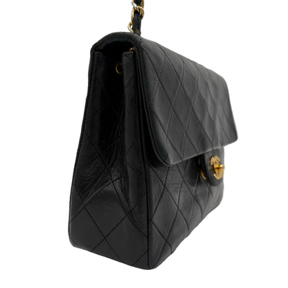 89-91 Single Flap Chanel Bag-Black Lambskin