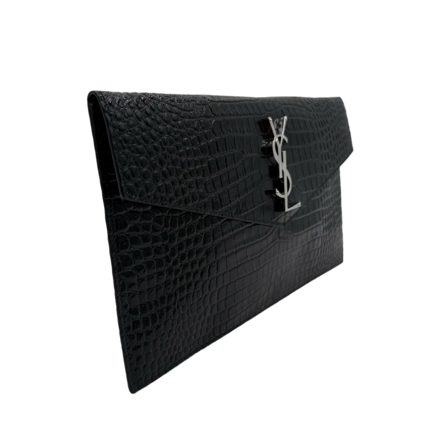 Saint Laurent Uptown Pouch Crocodile Embossed