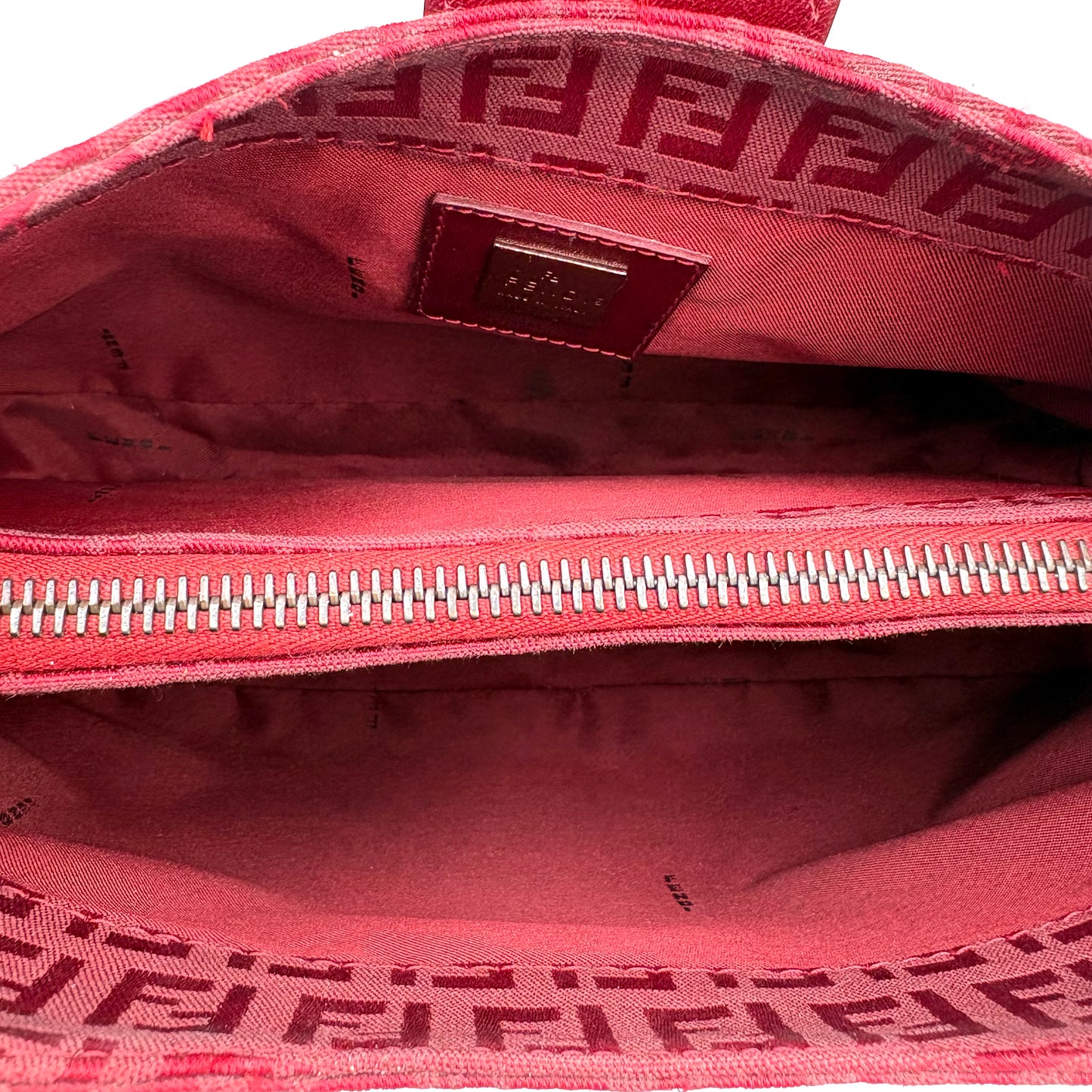 Vintage Fendi Red Zucchino Canvas Shoulder Bag