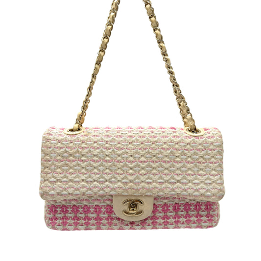 2019 Chanel Pink Tweed Single Flap Bag