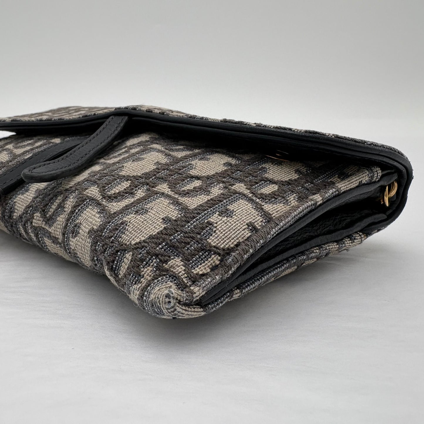 Christian Dior Saddle Pouch with Chain Blue Oblique Jacquard