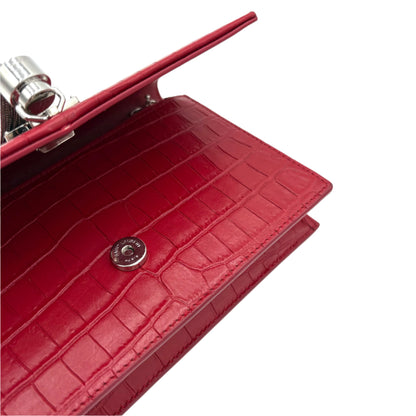 Saint Laurent Kate Tassel Wallet on Chain Crocodile Red
