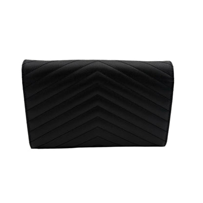 Saint Laurent Matelasse Leather Wallet On Chain