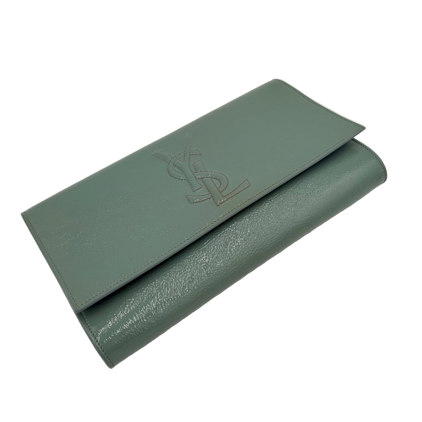 Saint Laurent Belle De Jour Large Clutch Grey Teal