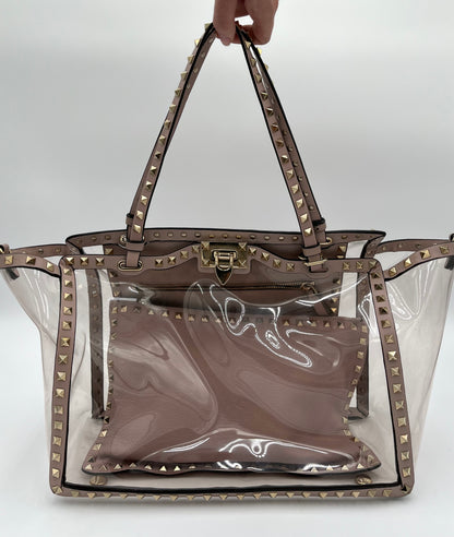 Valentino Rockstud Flat Pouch-Blush Taupe : Large
