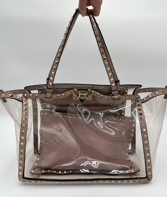 Valentino Rockstud Flat Pouch-Blush Taupe : Large