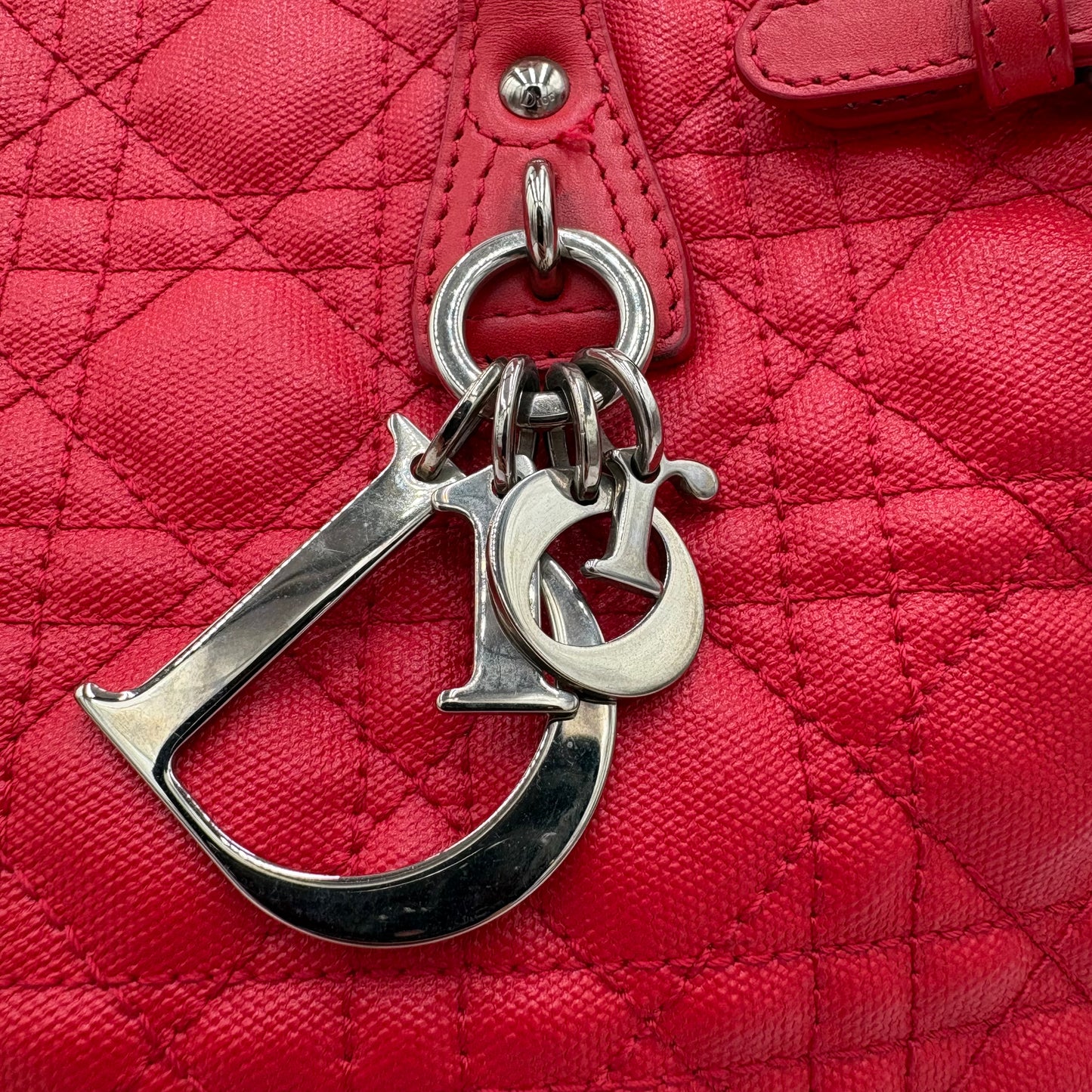 Christian Dior Panarea Red Tote-Cannage Canv