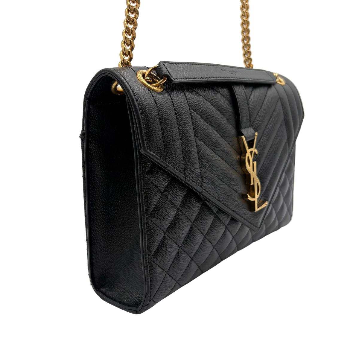 YSL Saint Laurent Quilted Triquilt Envelope Purse