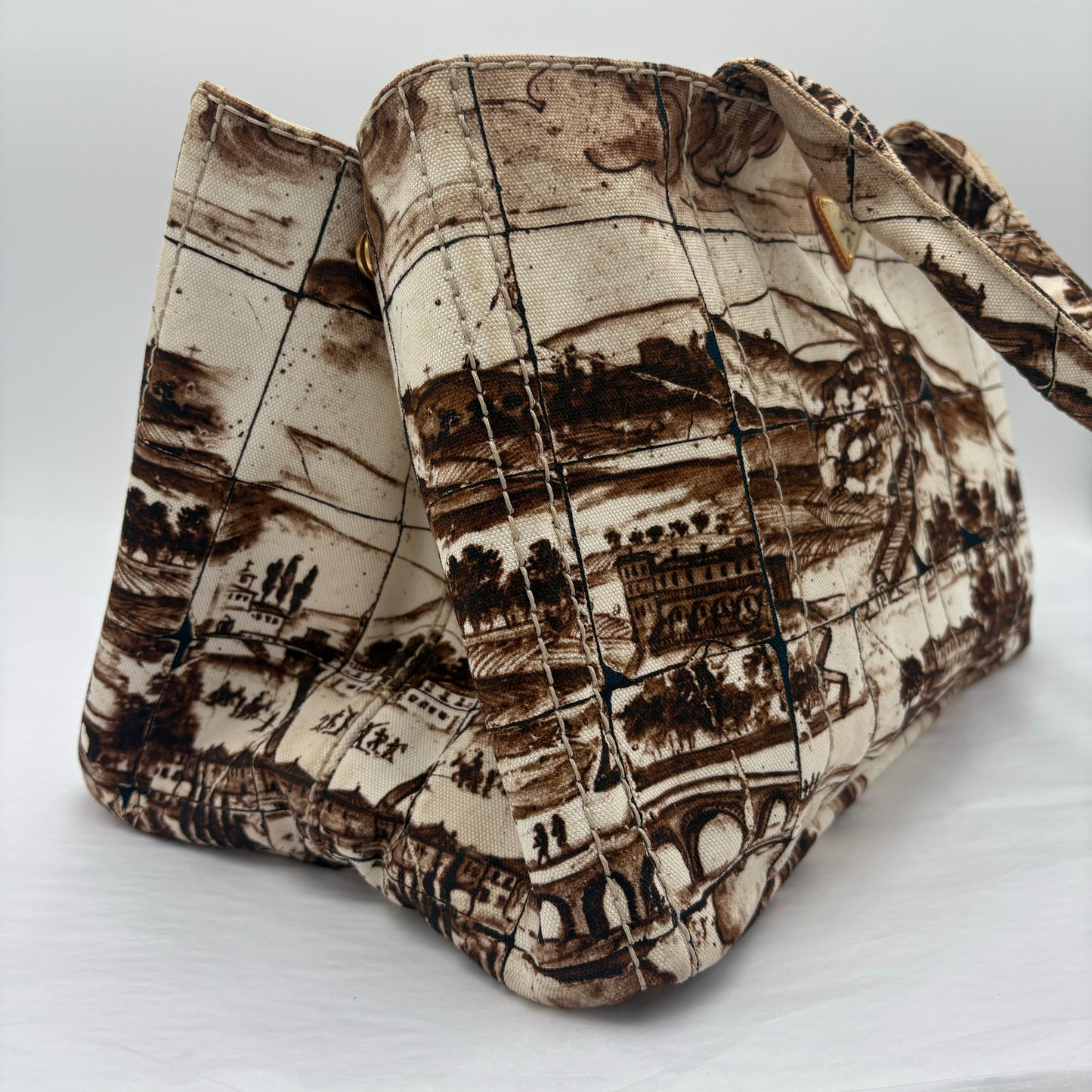 2010 Prada Brown/Tan Printed Canvas Tote