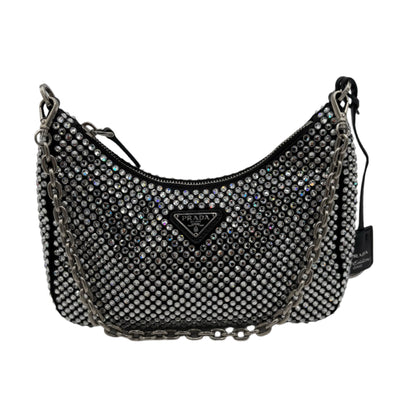 Prada Re-Edition 2005 Crystal Black Silk Crossbody
